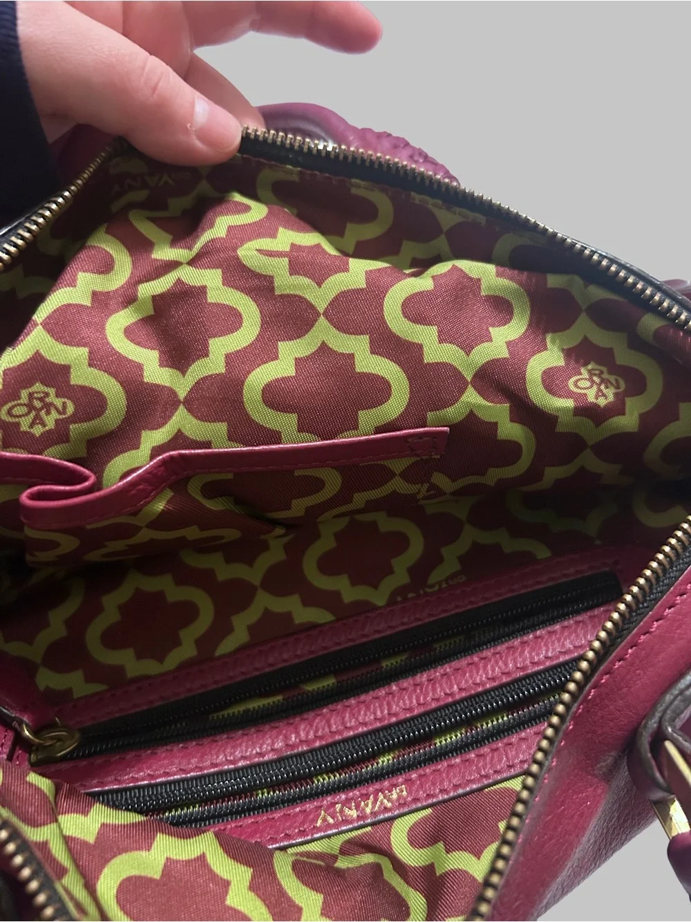 Burgundy orYANY Leather Satchel with Removable Strap